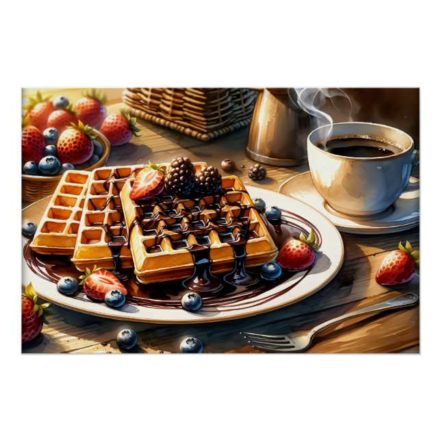 Cool food lovers breakfast waffles poster (Front)