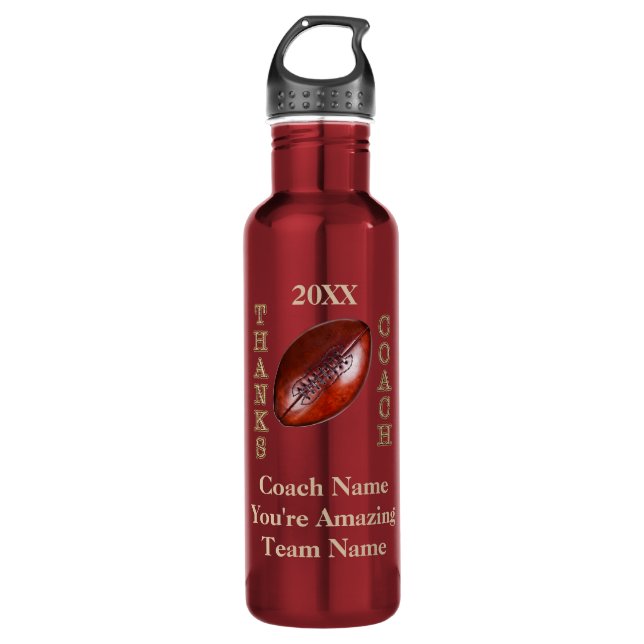 Cool Football Coach Gift Ideas PERSONALIZED 710 Ml Water Bottle (Front)