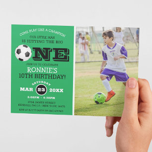 Cool Football Soccer Kids Photo Birthday Invitation