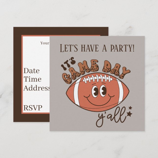 cool football sports game Day party  Invitation (Front/Back)