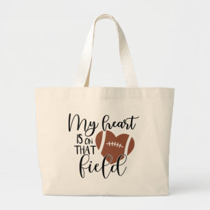 cool Football sports Mum heart field Large Tote Bag