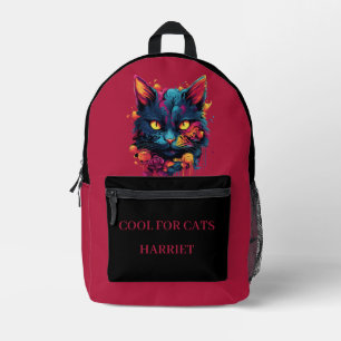 Cool for Cats Scary Cat Dripping Goth Flowers Printed Backpack