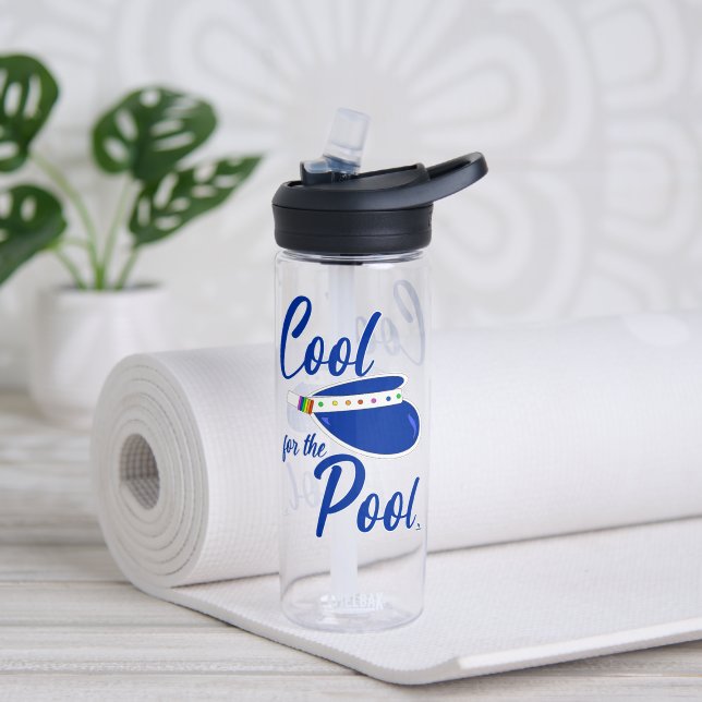 Cool For Pool Fun Summer Visor Art Motto Water Bottle (Yoga (Rotated))