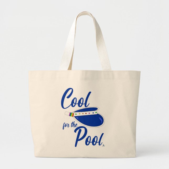 Cool For Pool Fun Summer Visor Design Large Tote Bag (Front)