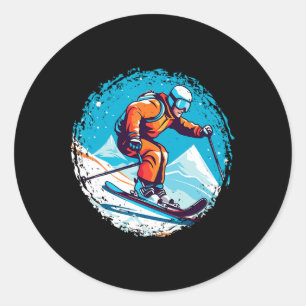 Cool For Snowboard And Ski Lover In The White Moun Classic Round Sticker