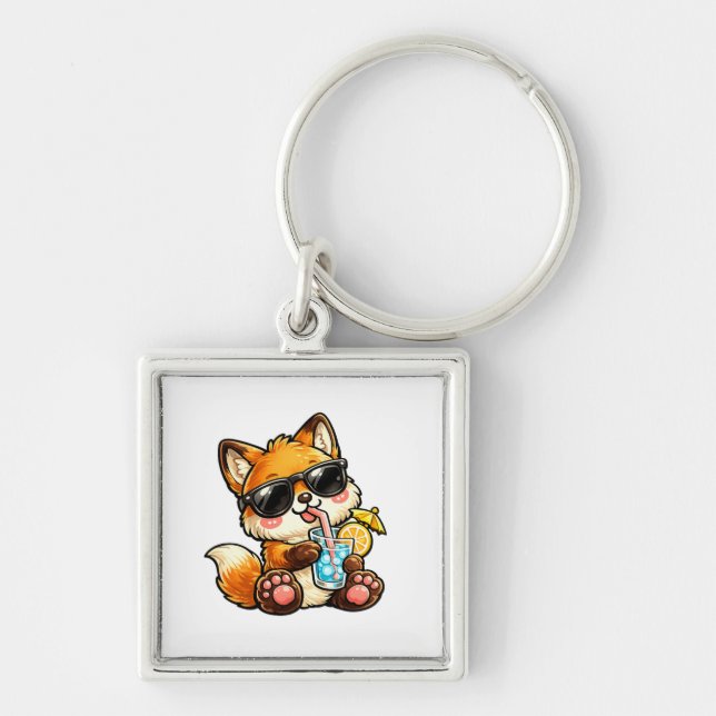Cool Fox Drink Key Ring (Front)
