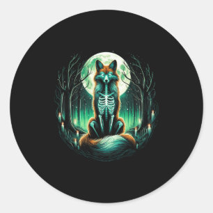 Cool Fox Skeleton Halloween Christmas Birthday Classic Round Sticker