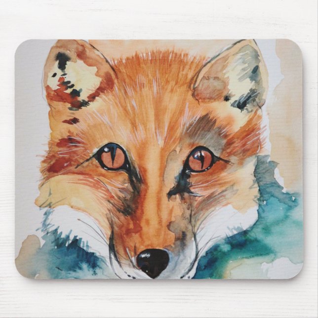 Cool Fox Watercolor Painting Mouse Mat (Front)