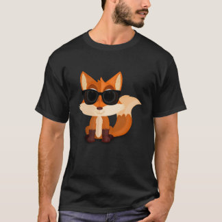 Cool Fox Wearing Sunglasses Cartoon Woodland T-Shirt