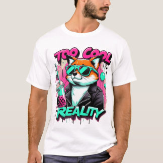 Cool Fox with Sunglasses and Bubble Tea T-Shirt