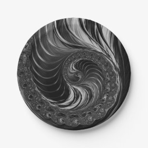 Cool Fractal Metallic Nautilus Golden Ratio Paper Plate