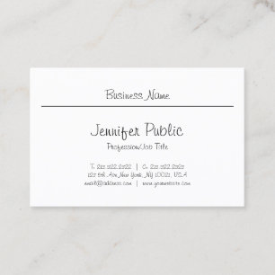 Cool Freehand Script Modern Minimalist Plain Nice Business Card