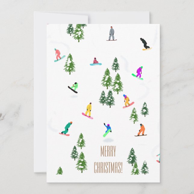 Cool Freeride Snowboarders Merry Christmas Invitation (Front)