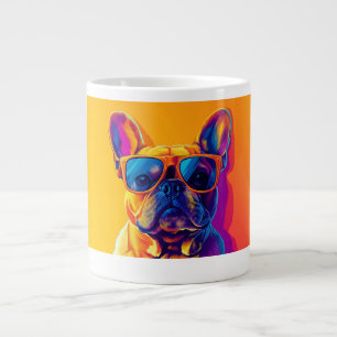 Cool French bulldog dog with sunglasses Large Coffee Mug