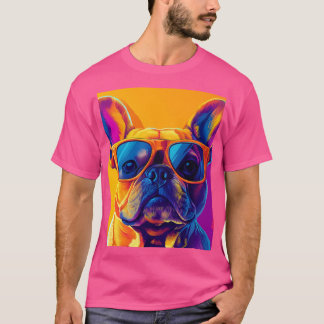 Cool French bulldog dog with sunglasses T-Shirt