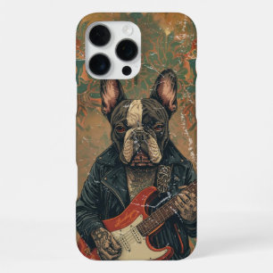 Cool French Bulldog Guitarist Rock Music Lover iPhone 16 Pro Max Case