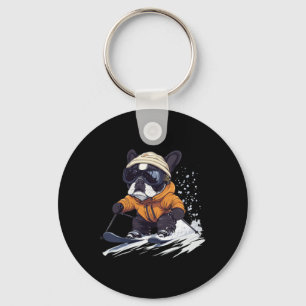 Cool French Bulldog Skiing Winter Funny Snow Dog S Key Ring