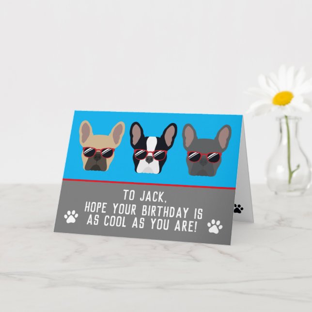 Cool French Bulldogs Birthday Card (Small Plant)