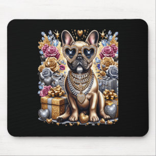 Cool Frenchie Bulldog Chain Blingeecore Christmas Mouse Mat