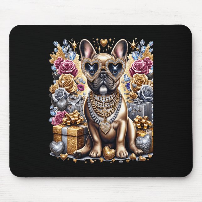 Cool Frenchie Bulldog Chain Blingeecore Christmas  Mouse Mat (Front)
