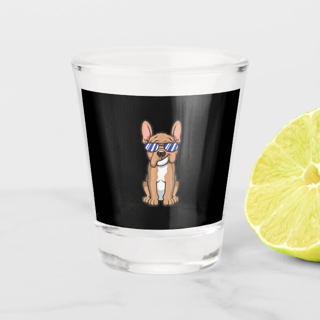 Cool Frenchie French Bulldog Sunglasses Gift Shot Glass (Front)
