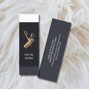 Cool Fresh Blue White Stripes Faux Gold Hairstyle Mini Business Card