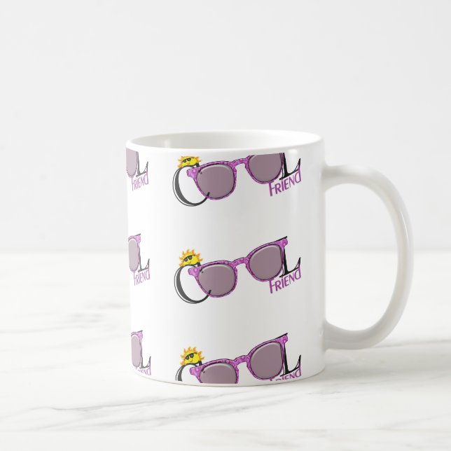 Cool Friend-sun and sunglasses on white Coffee Mug (Right)