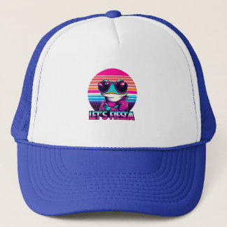 Cool Frog 80s Party Vibes Trucker Hat