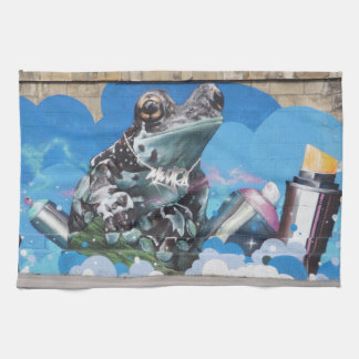Cool Frog Graffiti Sprayer Tea Towel