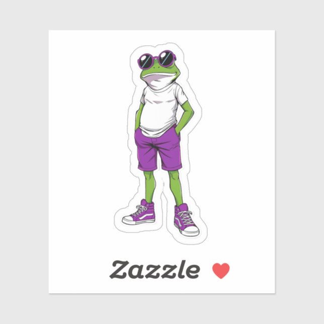 Cool Frog Sticker – Funny Glasses Frog Kids Decal (Sheet)