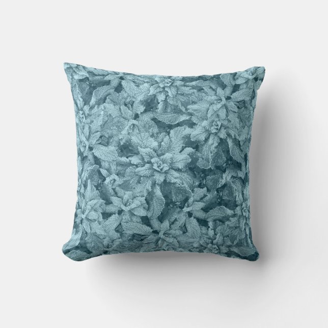 Cool Frosty Foliage-Turquoise  Cushion (Front)