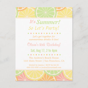 Cool Fruity Summer Birthday Party Invitations