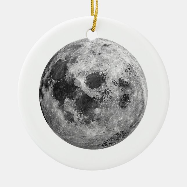Cool Full Moon Graphic Space Astronomy Science Ceramic Tree Decoration (Front)