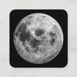 Cool Full Moon Graphic Space Astronomy Science Square Business Card