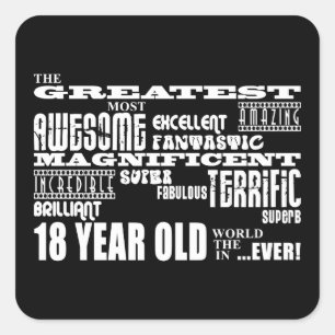 Cool Fun 18th Birthday Party Greatest 18 Year Old Square Sticker