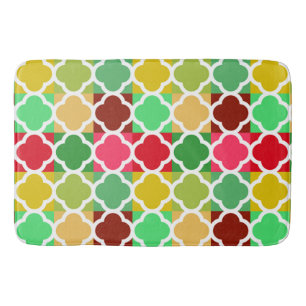Cool Fun and Colourful quatrefoil pattern Bath Mat