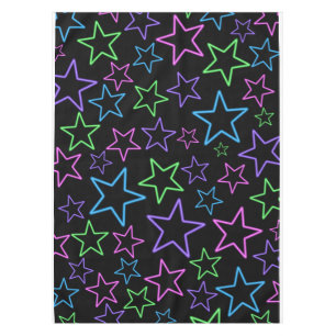 Cool, Fun, Bright Dynamic Neon Stars Pattern Tablecloth