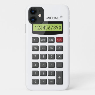 Cool Fun Calculator Pattern with Custom Text iPhone 11 Case
