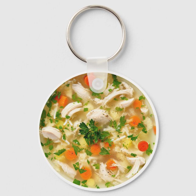Cool Fun Chicken Noodle Soup Theme  Key Ring (Front)
