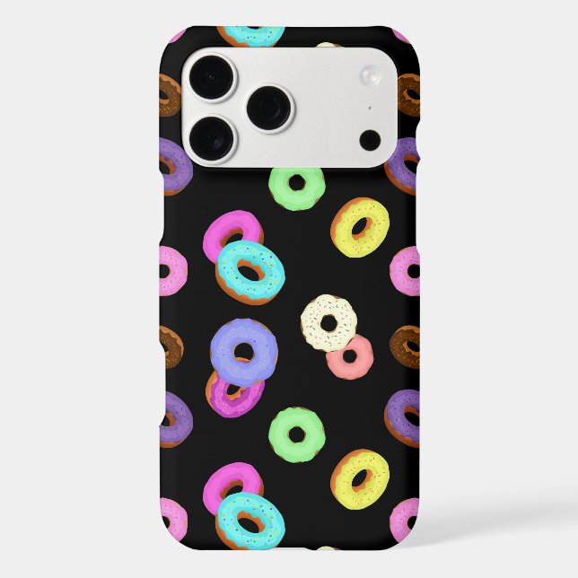 Cool fun colourful doughnuts pattern black (Back)