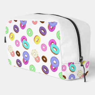 Cool fun colourful doughnuts pattern white dopp kit