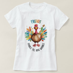 Cool Fun Colourful  Friendsgiving Turkey Watercolo T-Shirt