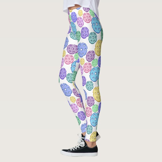 Cool Fun Colourful Pickleball Pattern Leggings (Left)