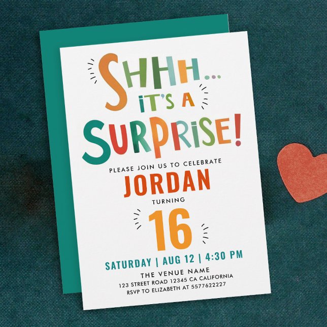 Cool Fun Colourful Surprise Party Brush Paint Typo Invitation (Creator Uploaded)