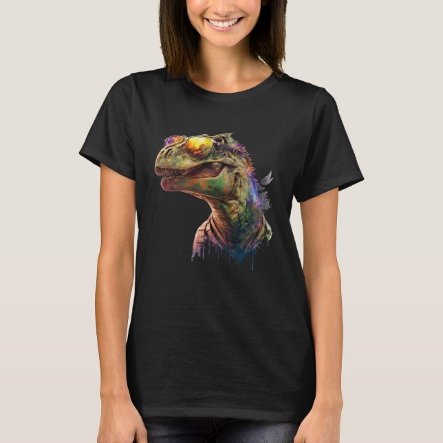 Cool fun dinosaur Raptor sunglasses T-Shirt (Front)