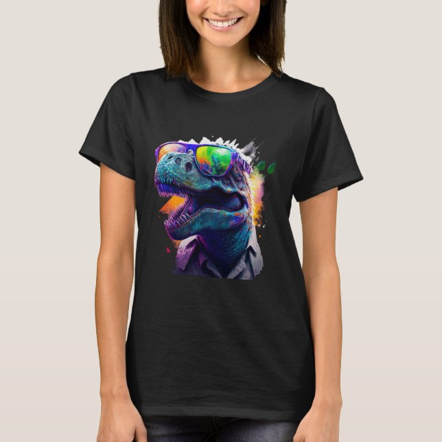 Cool fun dinosaur Rex with sunglasses T-Shirt (Front)
