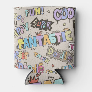 Cool Fun Doodle Lettering Vintage Can Cooler