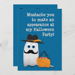 Cool fun Halloween moustache you Ghost Invitation