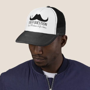 Cool fun I moustache you a question Black and Whit Trucker Hat