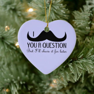 Cool fun I moustache you a question blue and pink Ceramic Tree Decoration